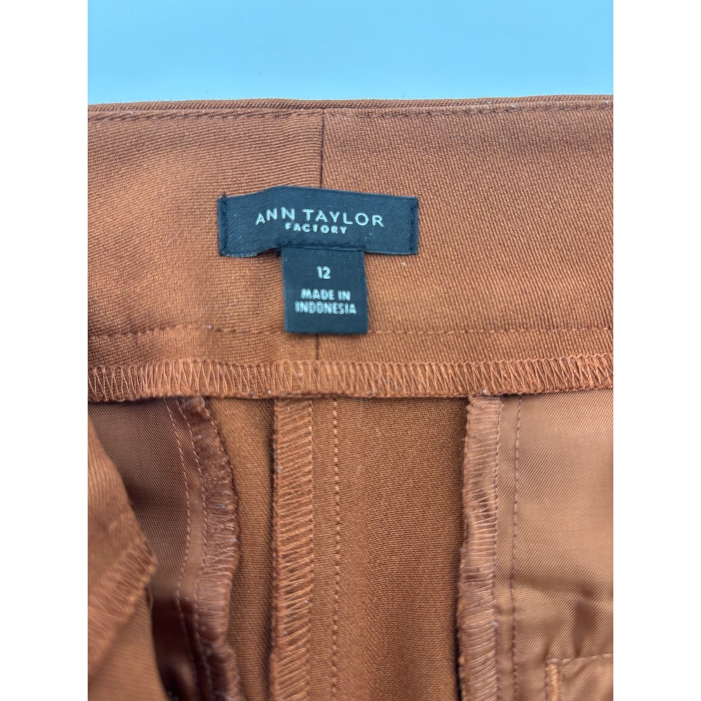 Ann Taylor Factory Women Size 12 Brown Wide Leg Career Dress Pants‎ - Picture 5 of 7